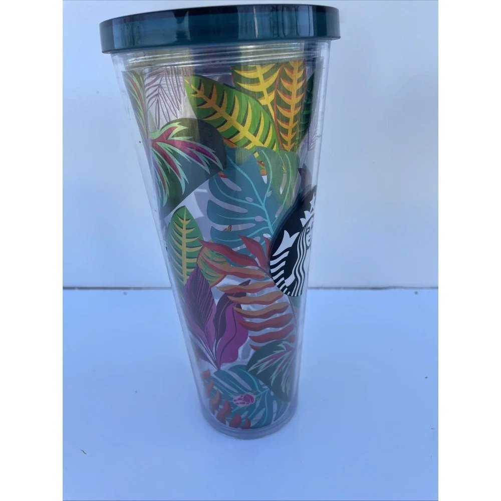 Starbucks 2017 Metallic Tropical Leaves Aloha Jungle Tumbler Venti 24oz-No Straw